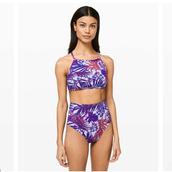 *RARE* Pink Purple Floral Lululemon See the Sea Swim Top Swimsuit - Picture 7 of 7